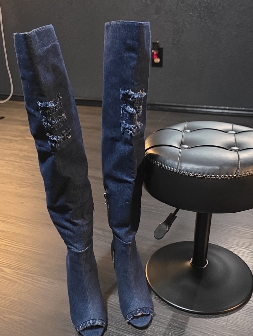Womens Over-the-Knee Denim Thigh High Boots